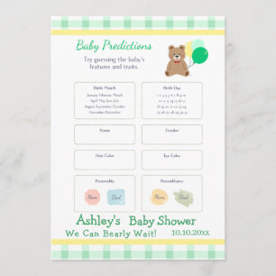 Little Bear Ballon Gendr Neutraal Baby Shower GAME Kaart