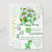 Little Bear First Birthday Invitation with Photo, (Devant)