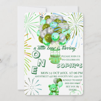 Little Bear First Birthday Invitation with Photo, 