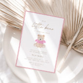 Little Bear – Moderne Roze Bloem Meisje 1e Verjaar Kaart