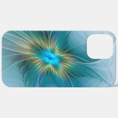 Little Beauty Modern Blue Gold Fractal Art Flower Case-Mate iPhone Case (Achterkant / Rechts)