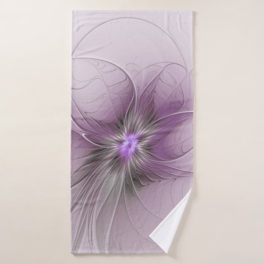 Little Beauty Modern Mauve Gray Fractal Art Flower (Serviette de bain)