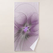 Little Beauty Modern Mauve Gray Fractal Art Flower Badhanddoek (Badhanddoek)