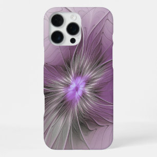 Little Beauty Modern Mauve Grijs Fractal Art Flowe iPhone 16 Pro Max Hoesje