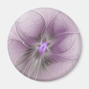 Little Beauty Modern Mauve Grijs Fractal Art Flowe Magneet