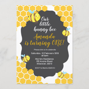 Little Bee Birthday Invitation for boy or girl Kaart