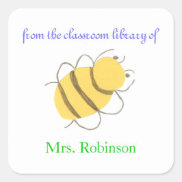 Little bee personalized bookplates for teacher vierkante sticker