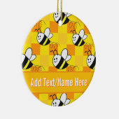 Little Bee Yellow en Sinaasappel Plaid Custom Name Keramisch Ornament (Rechts)