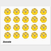 Little Bee Yellow en Sinaasappel Plaid Custom Name Ronde Sticker (Vel)