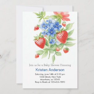 Little Berry Blue Waterverf Boy Baby shower Kaart