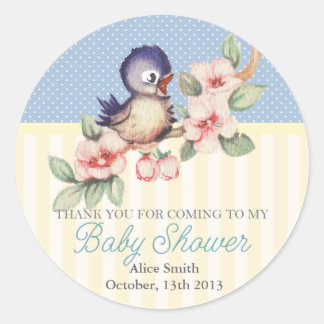 Little Bird Baby shower Personalized Favor Ronde Sticker