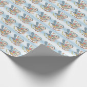 Little Bird Bloemen Blauw Inpakpapier (Hoek)