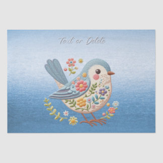 Little Bird Bloemen Blauw Weefsel Papier