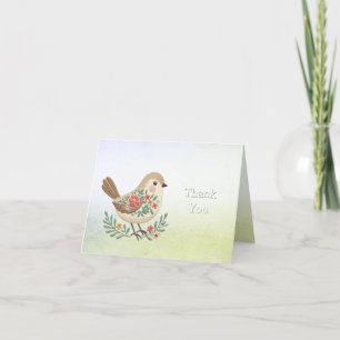 Little Bird Bloemen Goud Bedankt Card