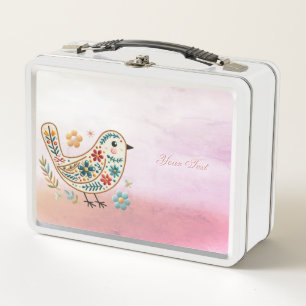 Little Bird Bloemen Roze Metalen Lunch Box