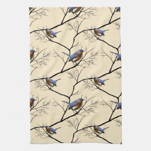 Little Bird Blue, gevlekte keukenhanddoek (Verticaal)