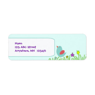 Little Bird Blue Return Address Lable Etiket