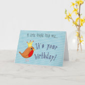 Little Bird : Bonne carte d'anniversaire en bleu (Fleur jaune)