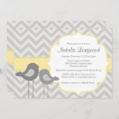 Little Bird Chevron Baby shower Invitation Kaart (Voorkant / Achterkant)