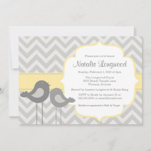 Little Bird Chevron Baby shower Invitation Kaart