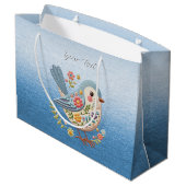 Little Bird Floral Blue Gift Bag Groot Cadeauzakje (Achterkant Gekanteld)