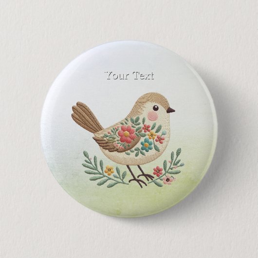 Little Bird Floral Gold Button (Voorkant)