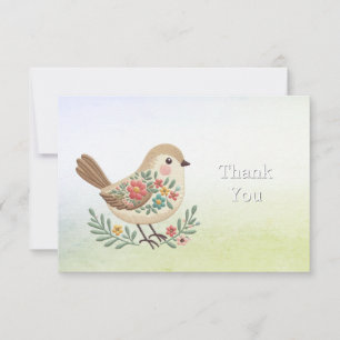 Little Bird Floral Gold Carte de remerciements