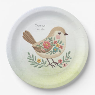 Little Bird Floral Gold Paper Bord