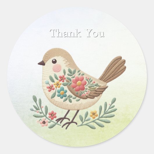 Little Bird Floral Gold Sticker (Voorkant)