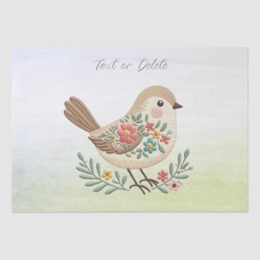 Little Bird Floral Gold Tissue Papier (Voorkant)