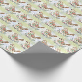 Little Bird Floral Gold Wrapping Paper Cadeaupapier (Hoek)