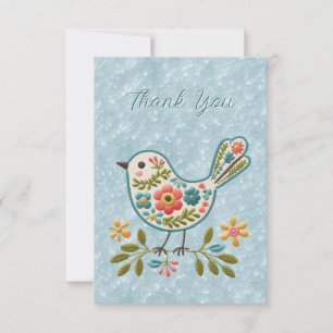 Little Bird Floral Green Feuille Cartes de remerci