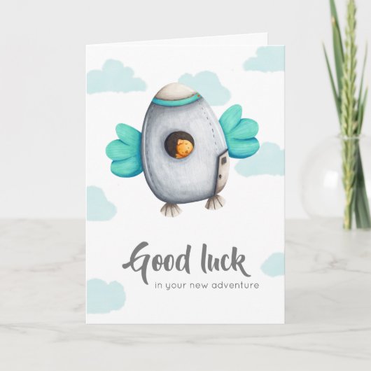 Little Bird in a Spaceship New Adventure Greeting Kaart (Voorkant)