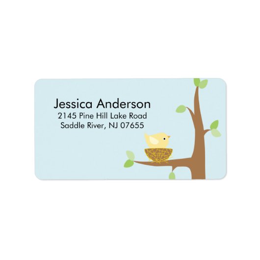 Little Bird Nesting Baby shower adres Label (Voorkant)