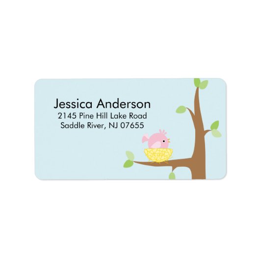 Little Bird Nesting Baby shower adres Label (Voorkant)