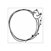 Little Bird on Twig WreatNatuur Circle Surround Rubberstempel (Afrduk)