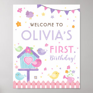 Little Bird Verjaardagsfeest Welkomstbord Poster