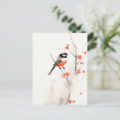 LITTLE BIRD WATERVERF SCHILDERIJ BRIEFKAART (Staand voorkant)