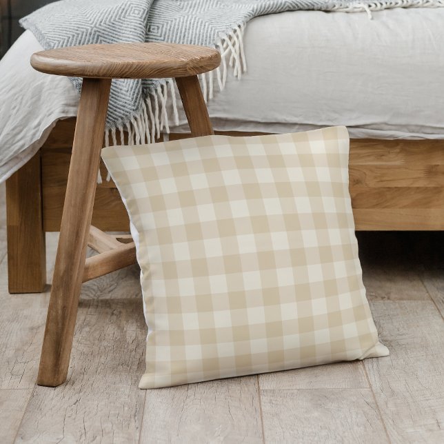 Little Birdies beige Gingham - patroon. Kussen (Creator heeft geüpload)