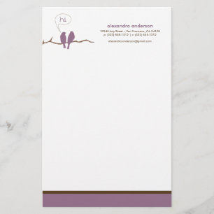 Little Birdies Custom Designer Stationery (paarse) Briefpapier