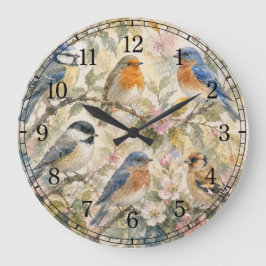 Little Birds Wall Clock — Charming Nature Design Grote Klok