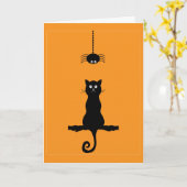 Little Black Cat en Spider Halloween Kaart (Gele Bloem)
