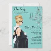 Little Black Dress Blue Glam Baby shower Kaart (Voorkant)