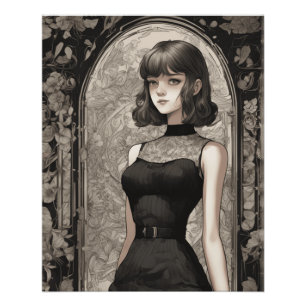 Little Black Dress Dream - Manga Art Perfect Poster