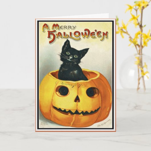 Little Black en Jack O' Lantern Halloween Kaart (Gele Bloem)