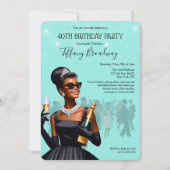 Little Black Robe Blue Glam Invitation d'anniversa (Devant)