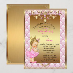 Little Blond Princess, Baby shower Uitnodiging, go Kaart