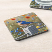 Little Blue Bird dessous de verre en plastique dur (Côté gauche)