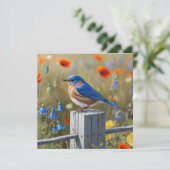 Little Blue Bird Flat Holiday Kaart (Staand voorkant)