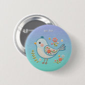 Little Blue Bird Floral Button (Voorkant /achterkant)